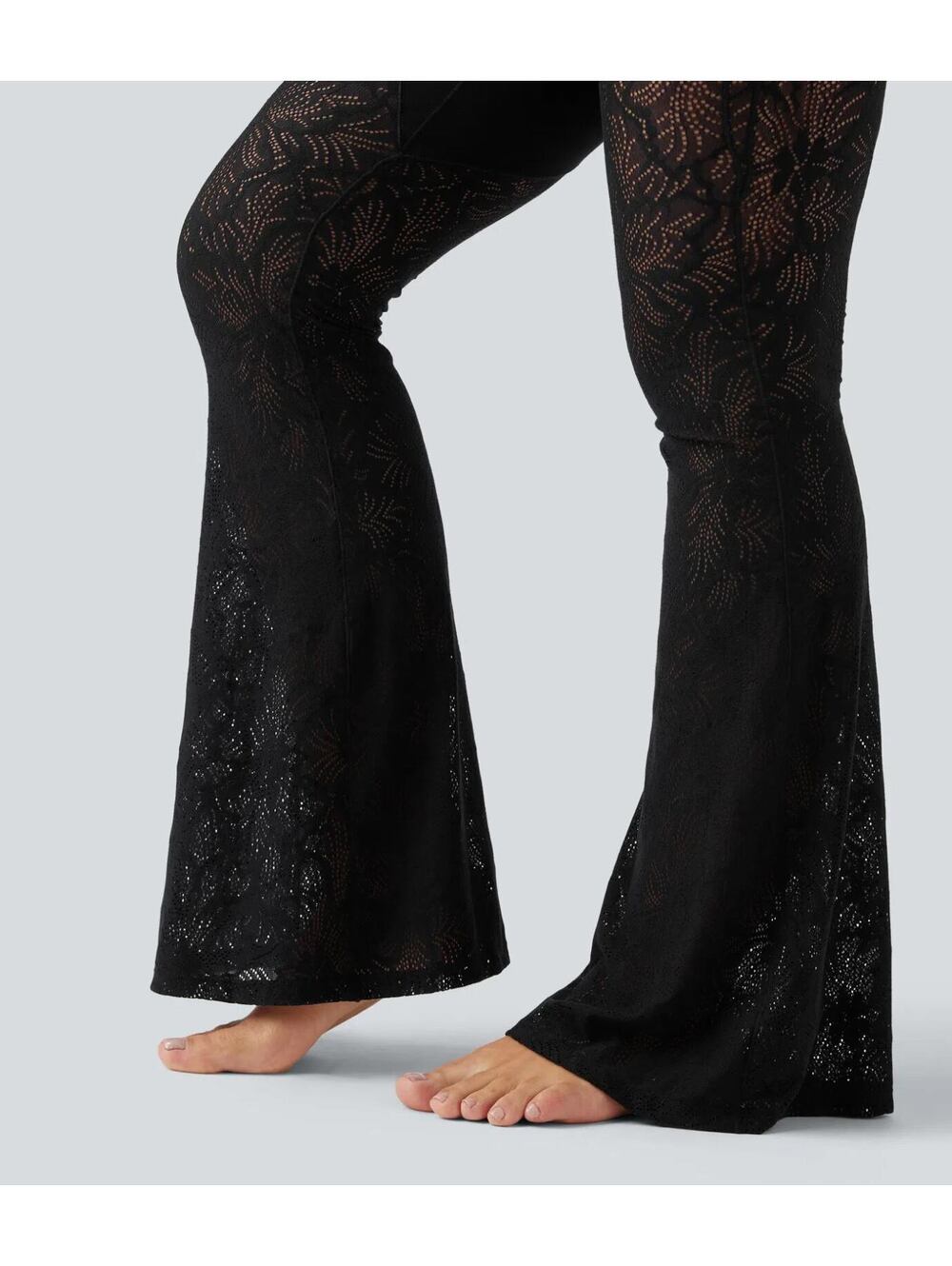 Halara UltraSculpt High Waisted Tummy Control Contrast Flare Legging Black Small - Picture 9 of 10